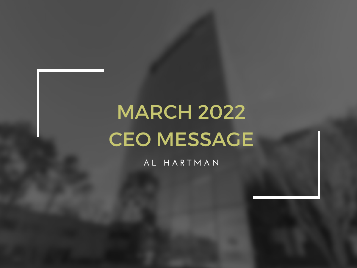 Al Hartman CEO letter