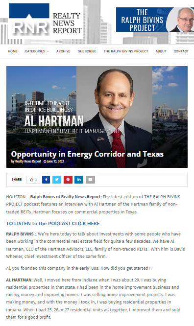 Al Hartman interview with Realty News Report
